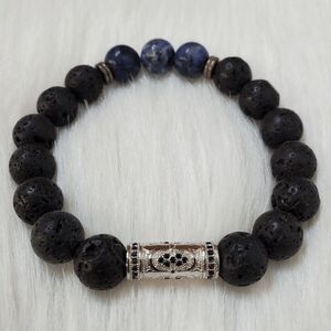 ESSENTIAL CHARMS Volcanic lava and Dumortierite stones bracelet